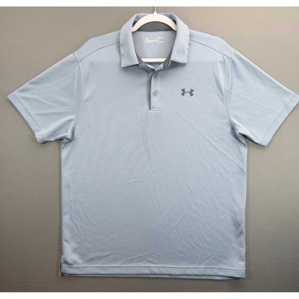 Under Armour HeatGear Golf Polo Shirt Blue Tech Loose Fit 1290140 | Men's Large